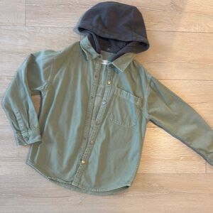 Kids Green Hooded Shirt